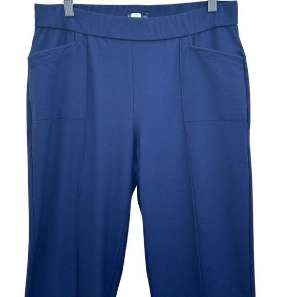 Eileen Fisher Navy Blue Pants Women’s Medium Front Seam Pockets Pull On Stretch - Picture 5 of 11